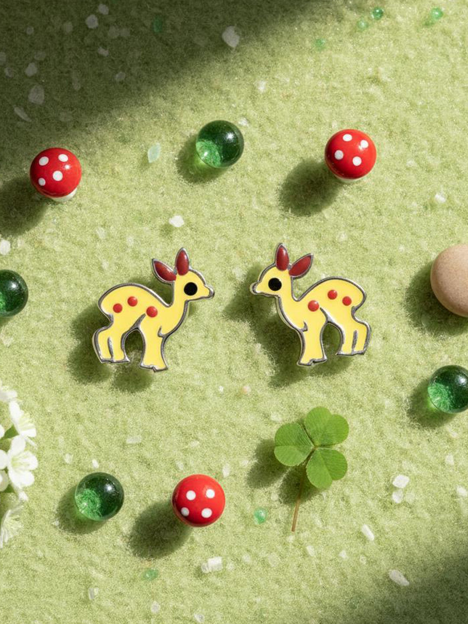 Enamel Fawn Stud Earrings