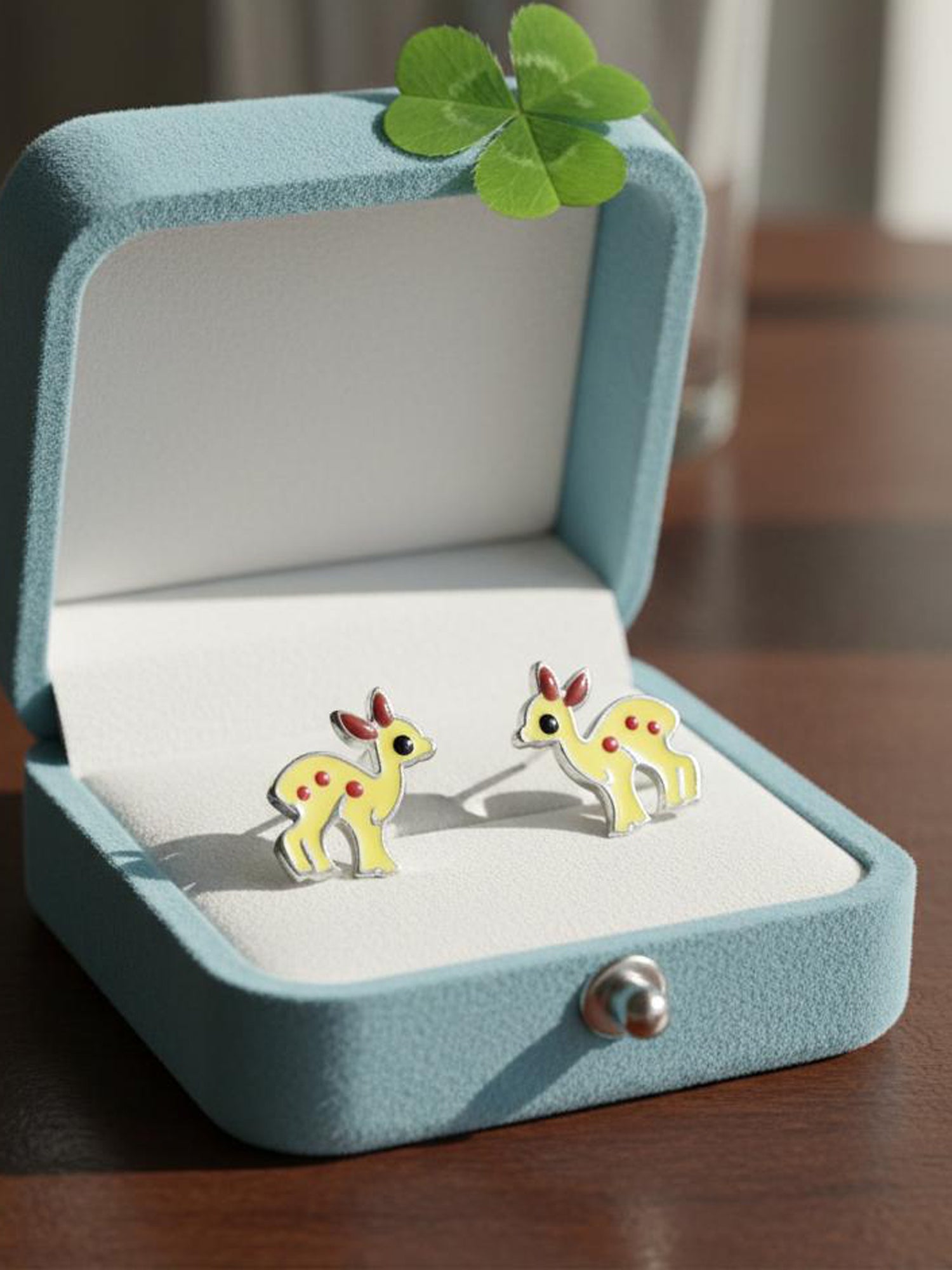 Enamel Fawn Stud Earrings
