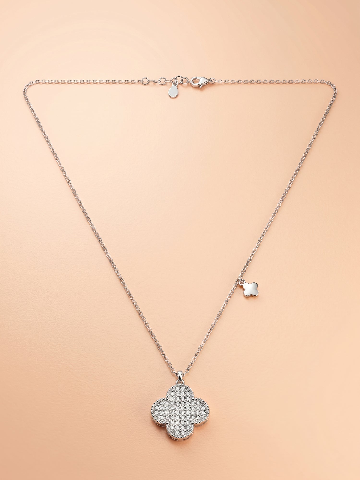 Reversible Pavé CZ & Black Onyx Clover Necklace