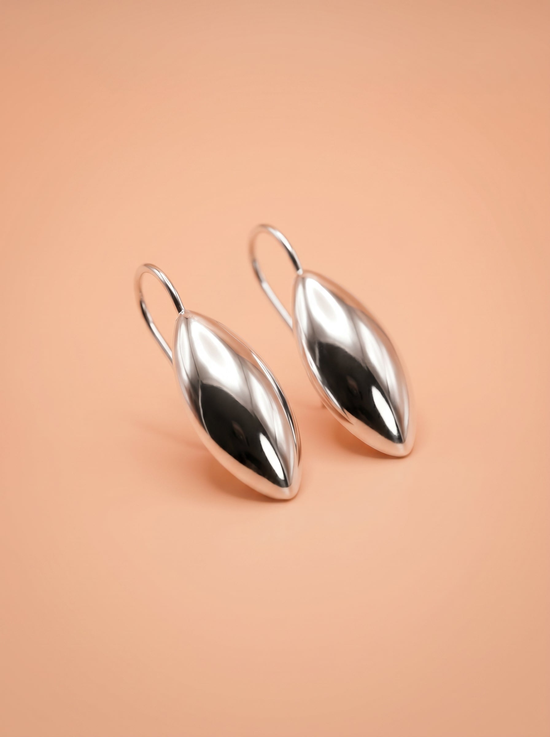 Sculptural Domed Teardrop Hook Earrings