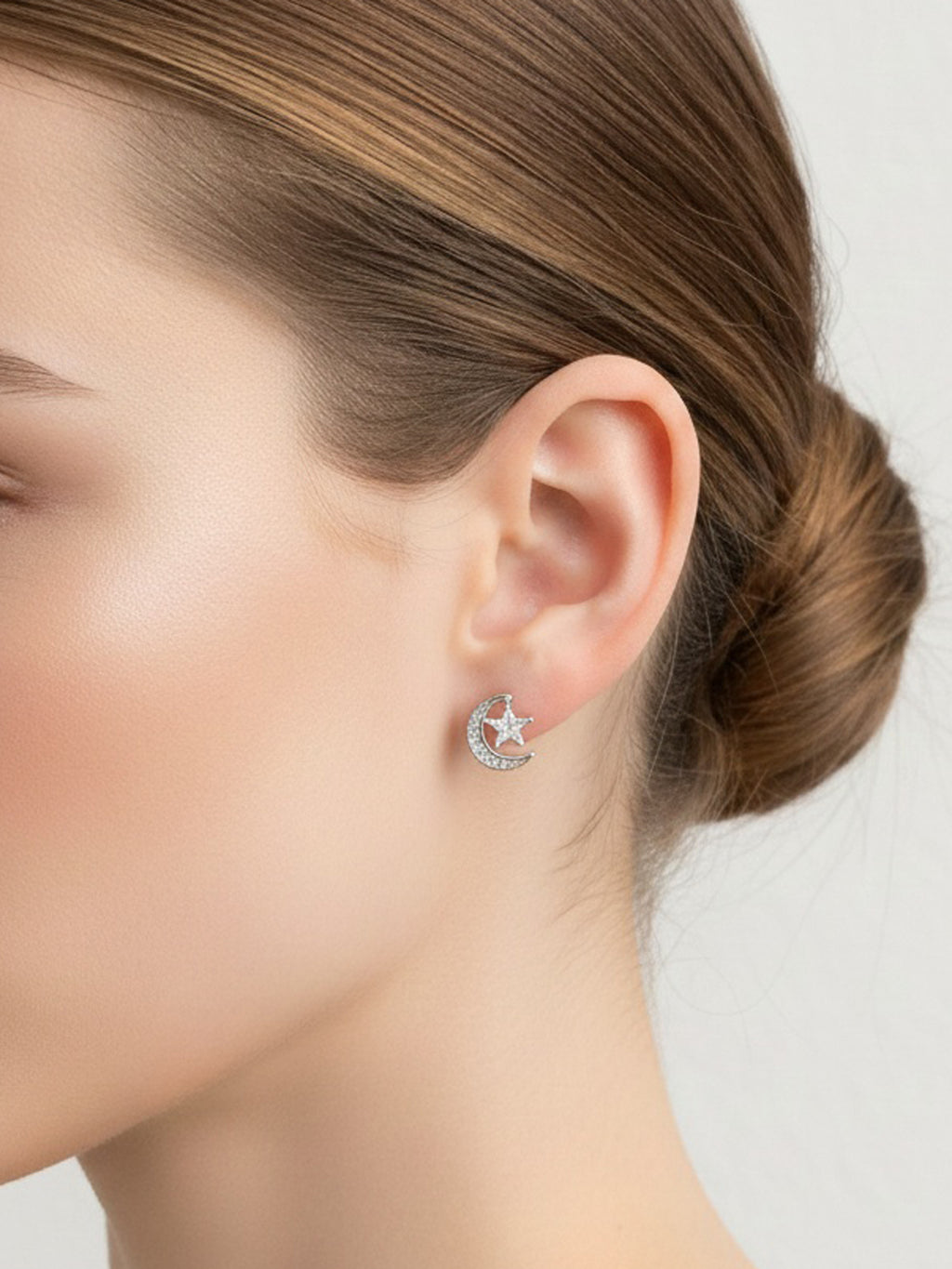 Celestial Crescent Star Studs