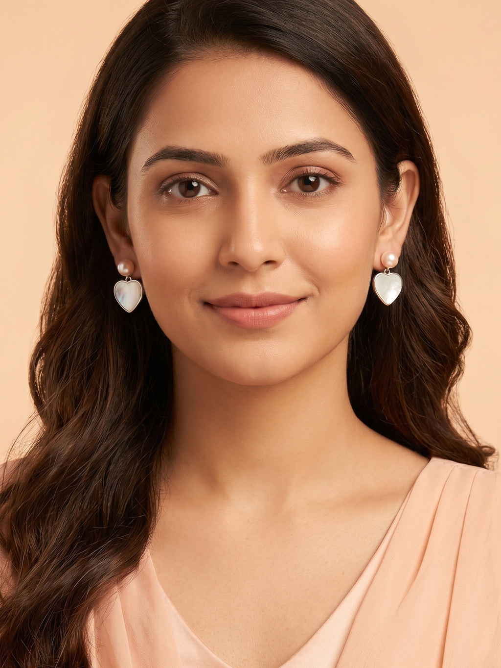 Heart Mother of Pearl & Pearl Drop Earrings
