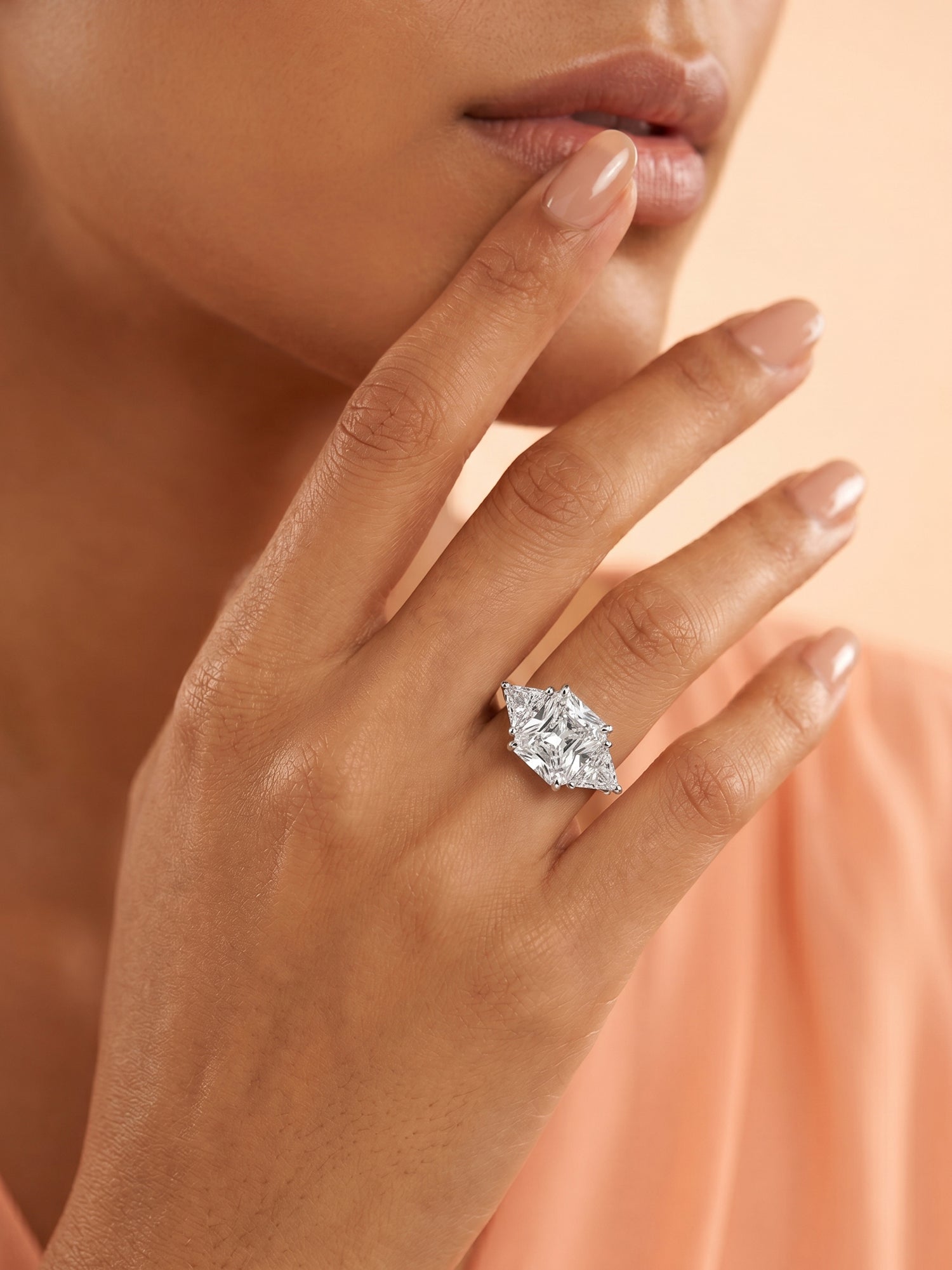 Radiant Cut Three Stone Trillion Ring