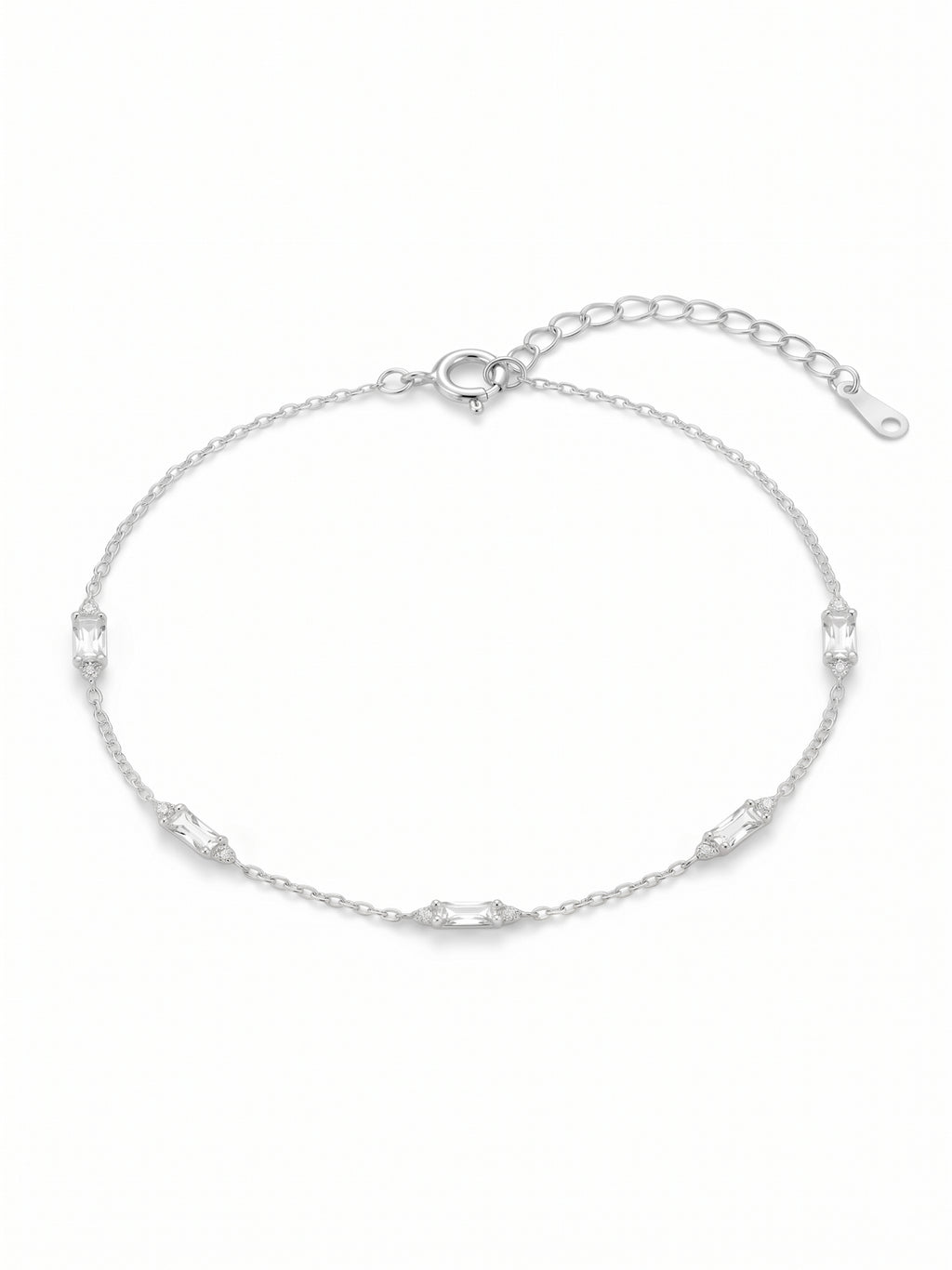 Silver Rhythmic Baguette Station Bracelet