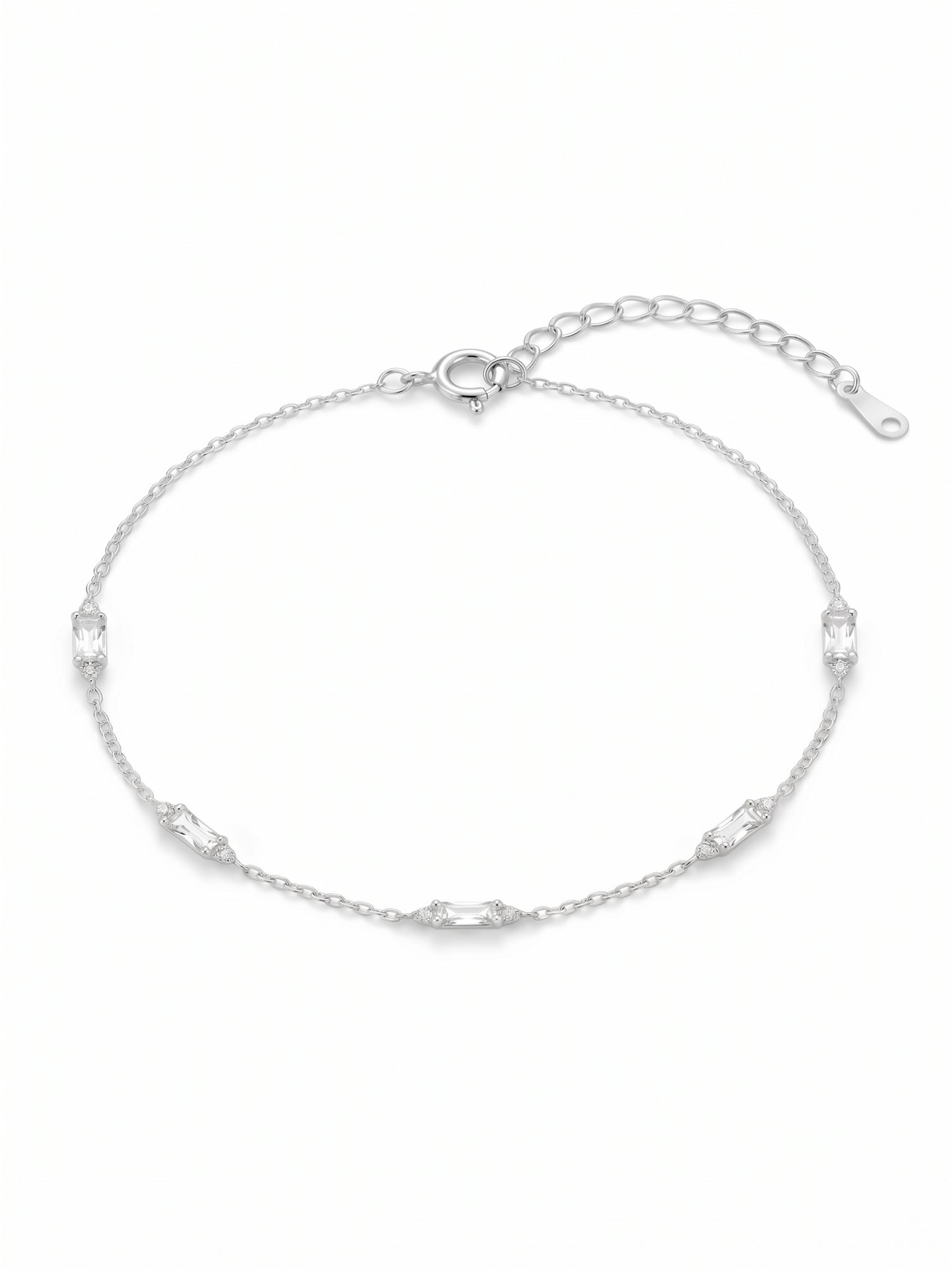 Silver Rhythmic Baguette Station Bracelet