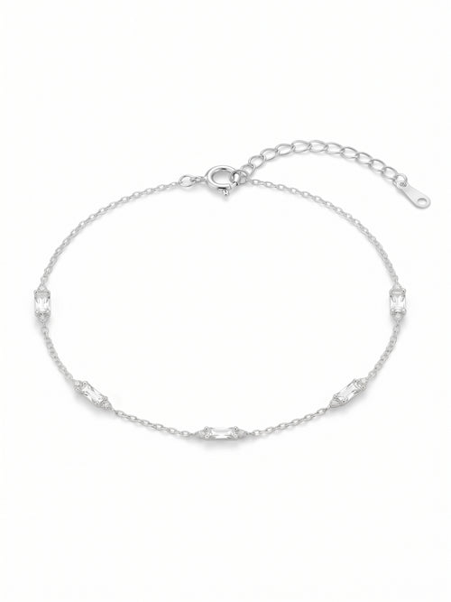 Silver Rhythmic Baguette Station Bracelet