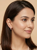 Hexagonal Pavé Cubic Zirconia Rose Gold Huggie Earrings