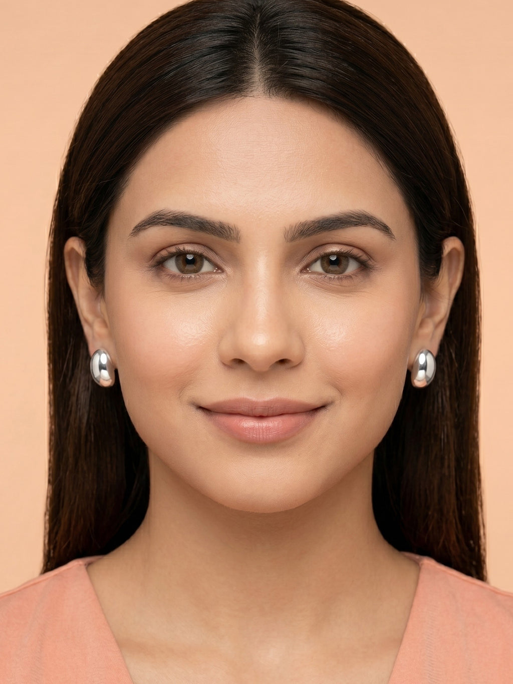 Sculptural Domed Oval Stud Earrings