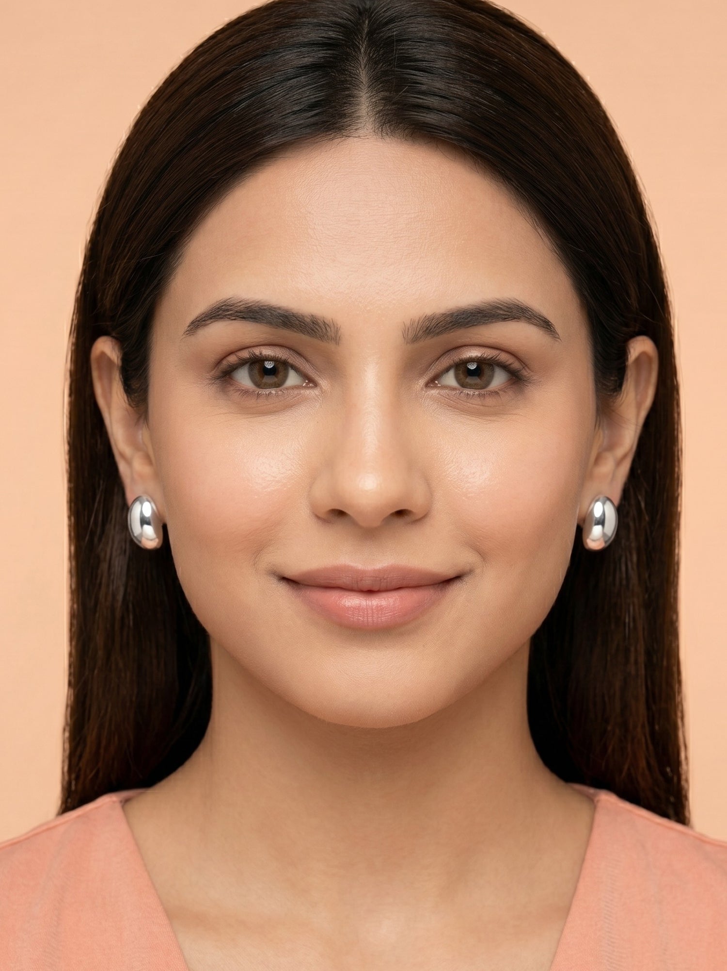 Sculptural Domed Oval Stud Earrings