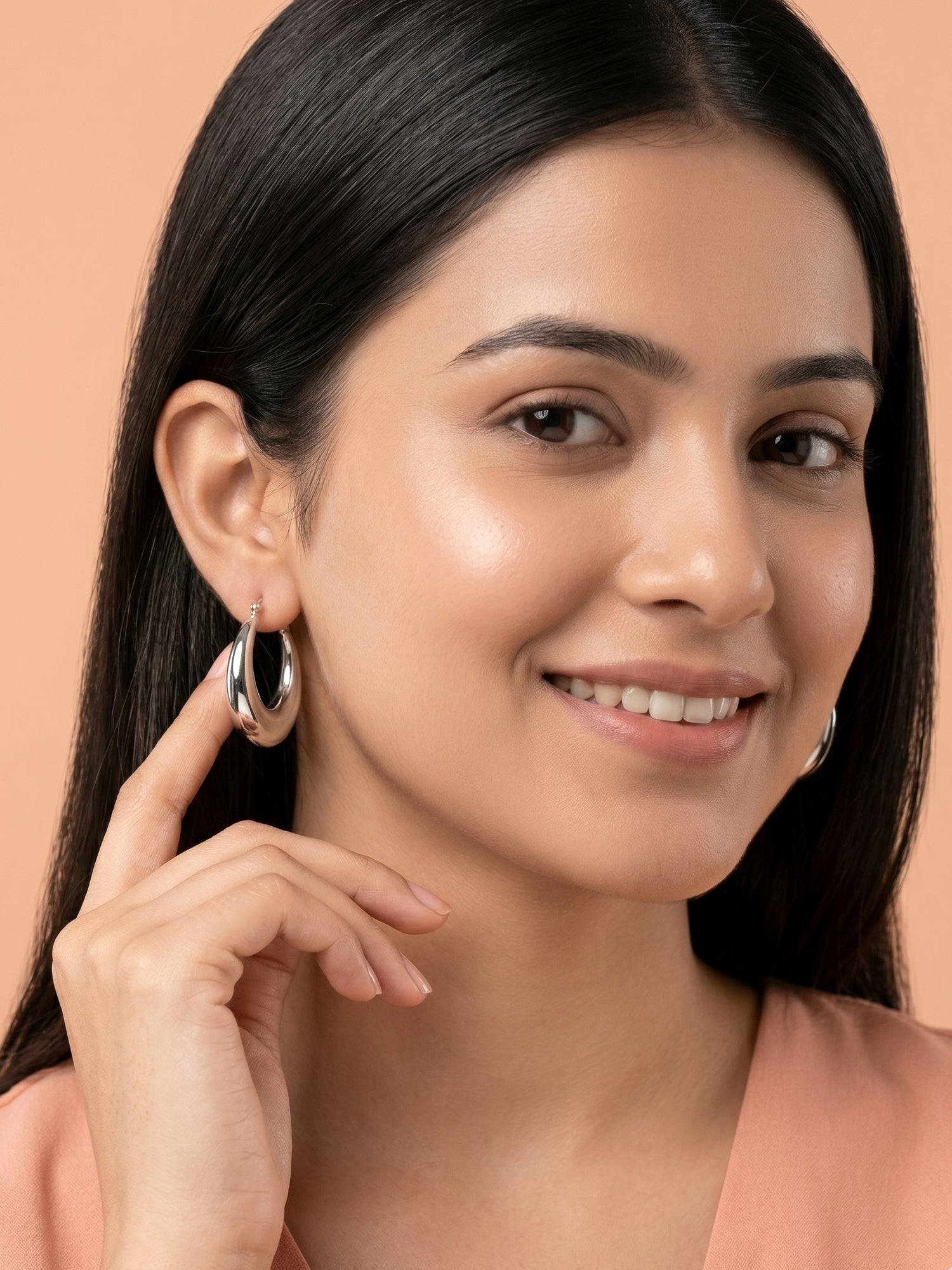 Mirror-Glaze Crescent Hoops