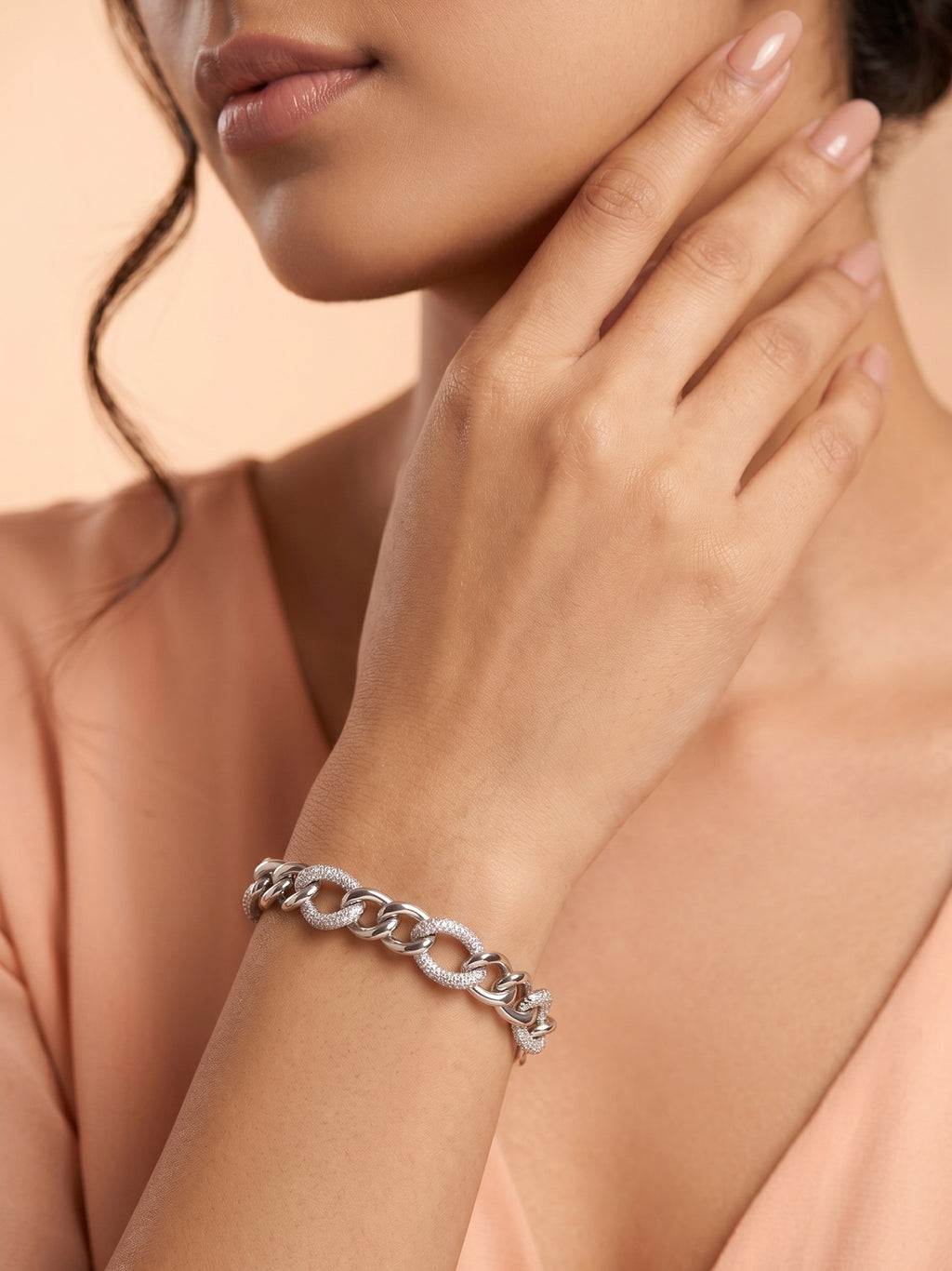 Pavé Alternating Curb Chain Bracelet