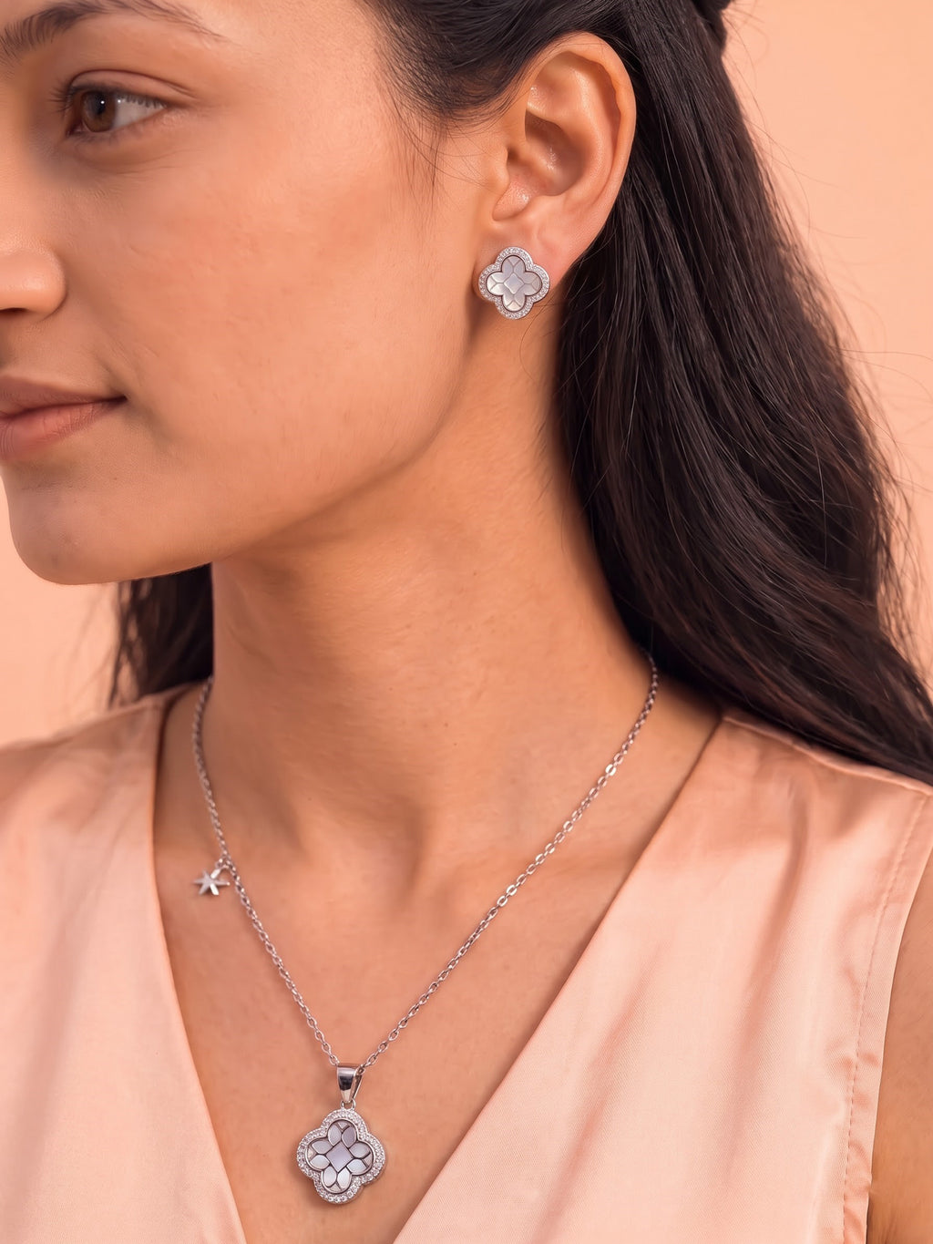The Flora Luxe Mother-of-Pearl & CZ Jewelry Set