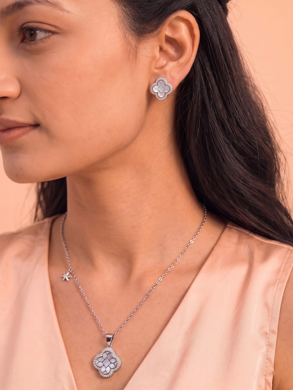The Flora Luxe Mother-of-Pearl & CZ Jewelry Set