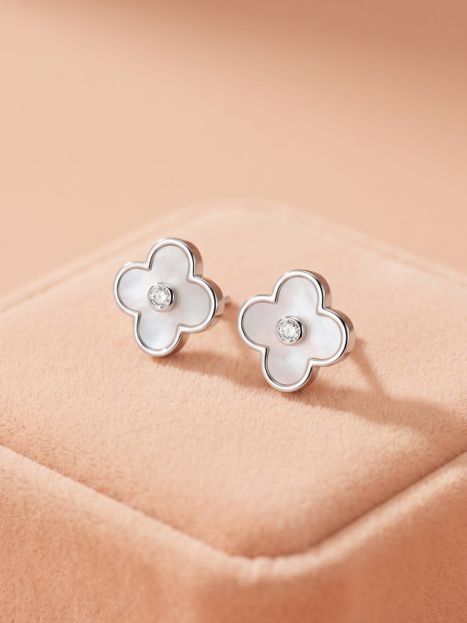 Celestial Clover Mother-of-Pearl & Cubic Zirconia Stud Earrings