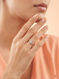 Silver Petal Openwork Solitaire Ring