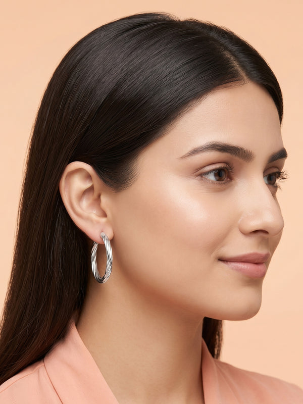 Braided Twist Open Hoops