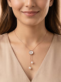 Mother of Pearl & Freshwater Pearl Double Drop Lariat Necklace