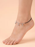 Noir Onyx & Polished Orb Paperclip Anklet