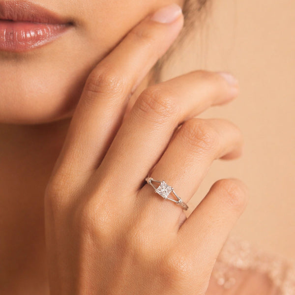 Architectural Princess Solitaire Ring