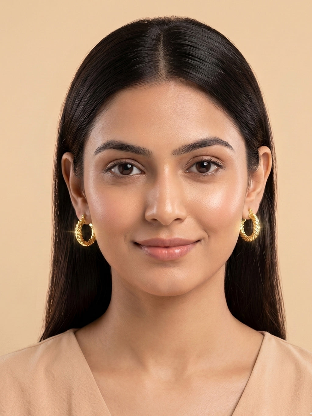 Twisted Rope Chunky Huggie Hoop Earrings