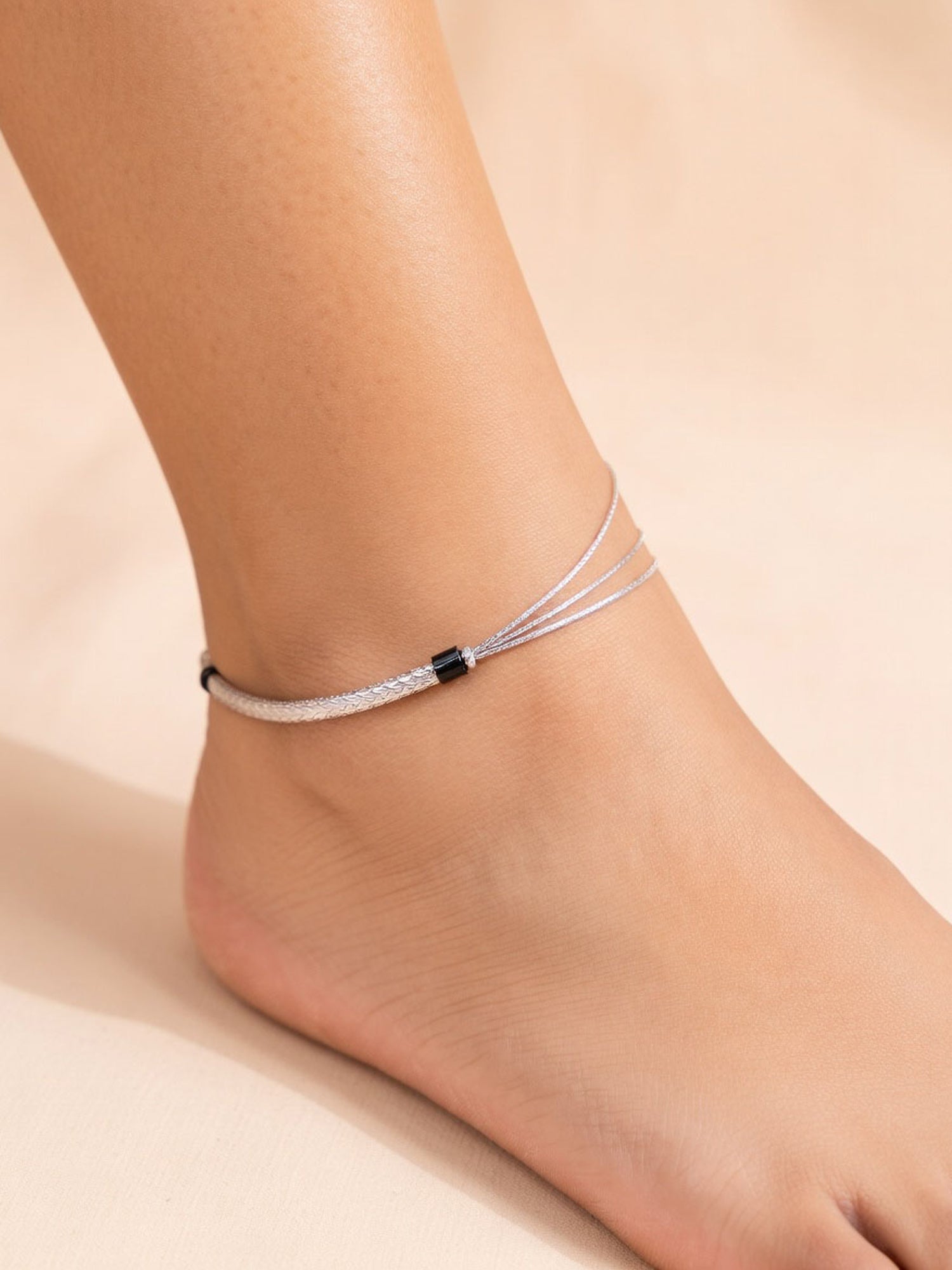 Triple-Strand Stardust Nazaria Anklet Pair