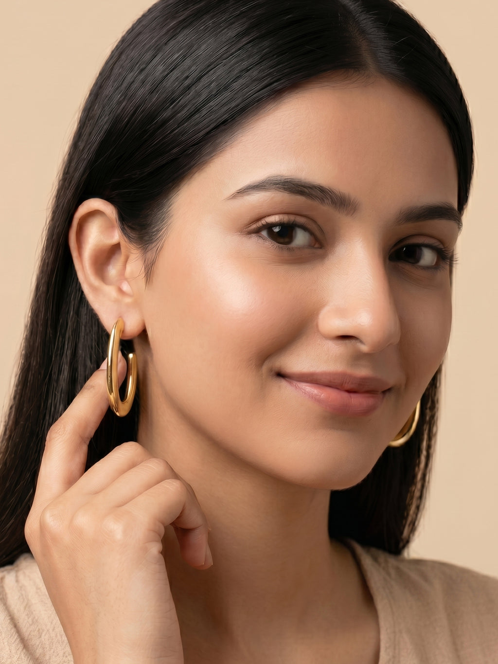 Polished Elongated Rectangle Tube Hoop Earrings