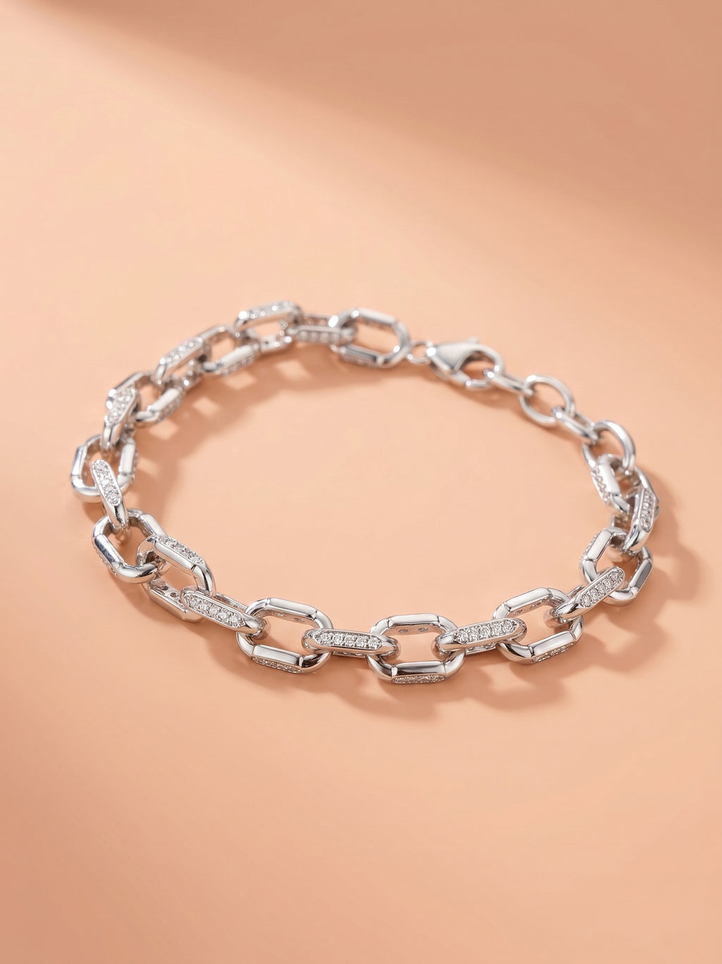 Pavé CZ Paperclip Link Bracelet
