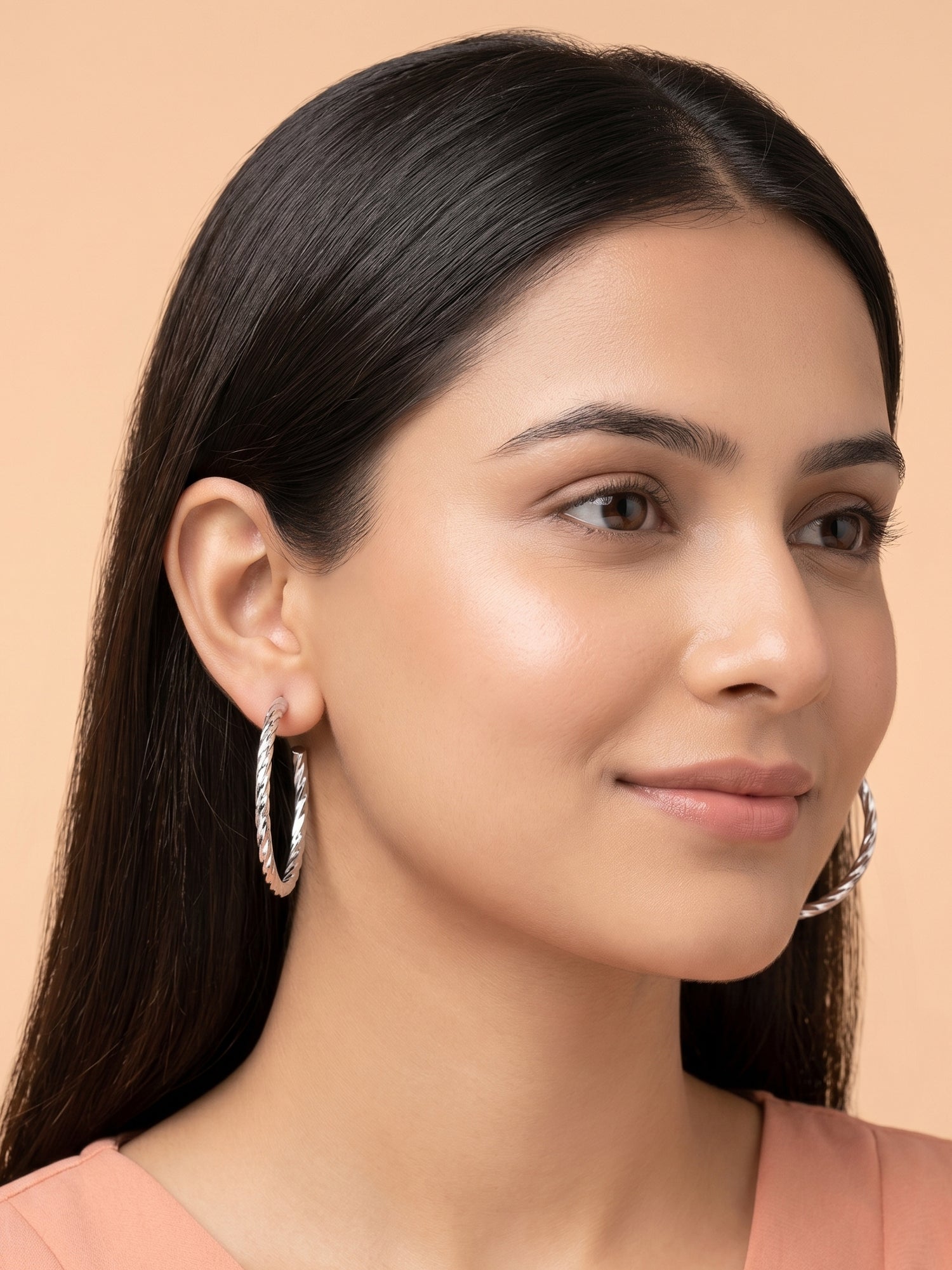 Sculptural Twisted Open Hoops