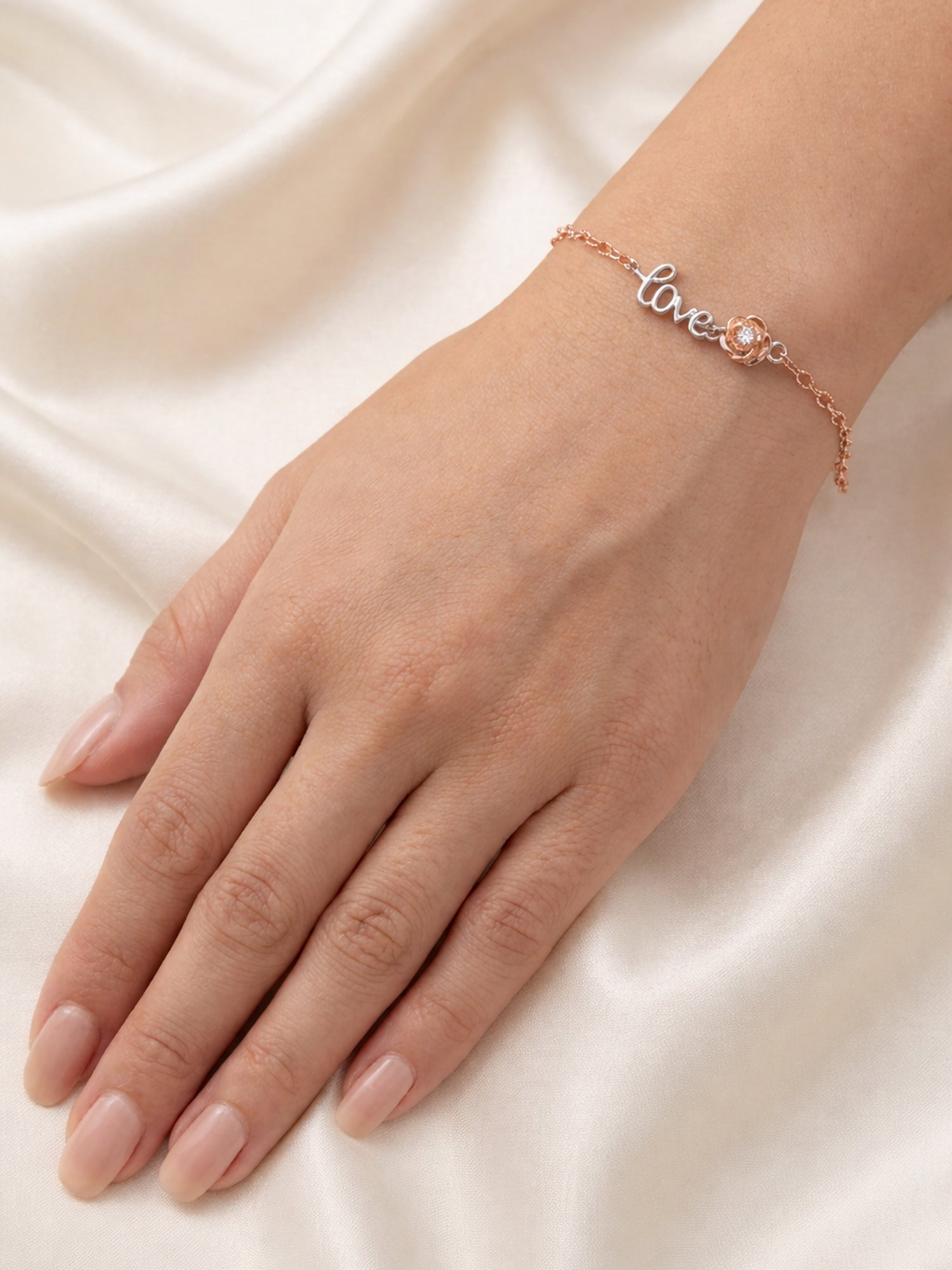 Roseate "Love" & Shimmering Rose Duo Bracelet