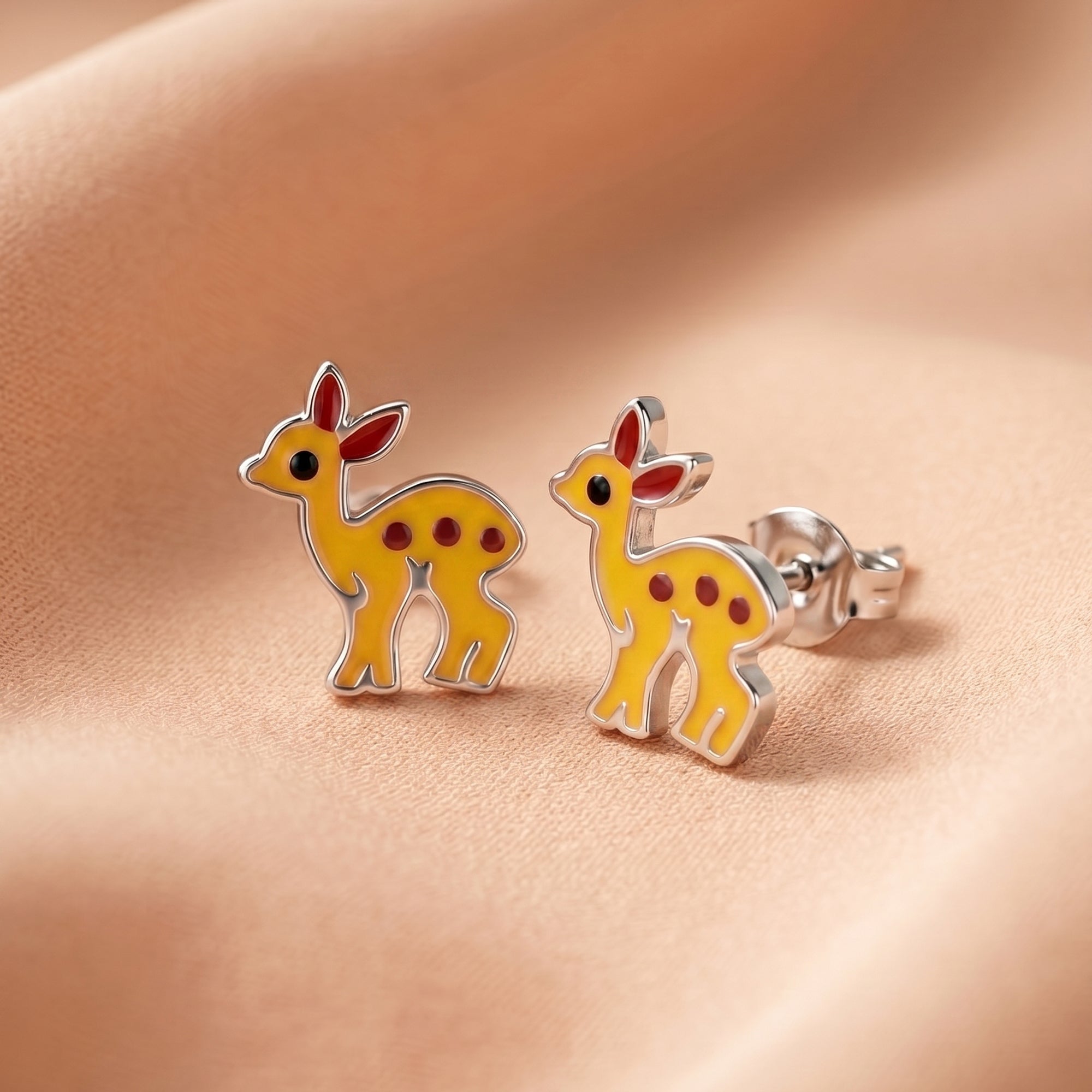 Enamel Fawn Stud Earrings