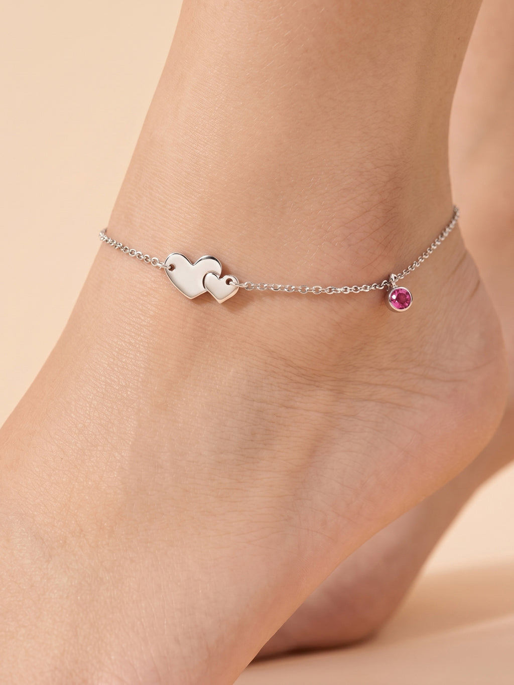Eternal Bond Heart & Gemstone Anklet