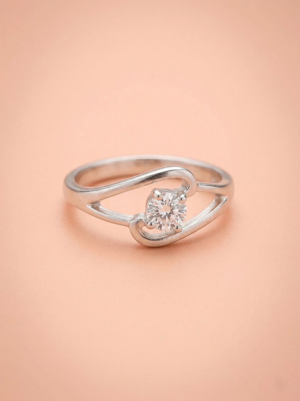 Swirl Bypass Solitaire Ring