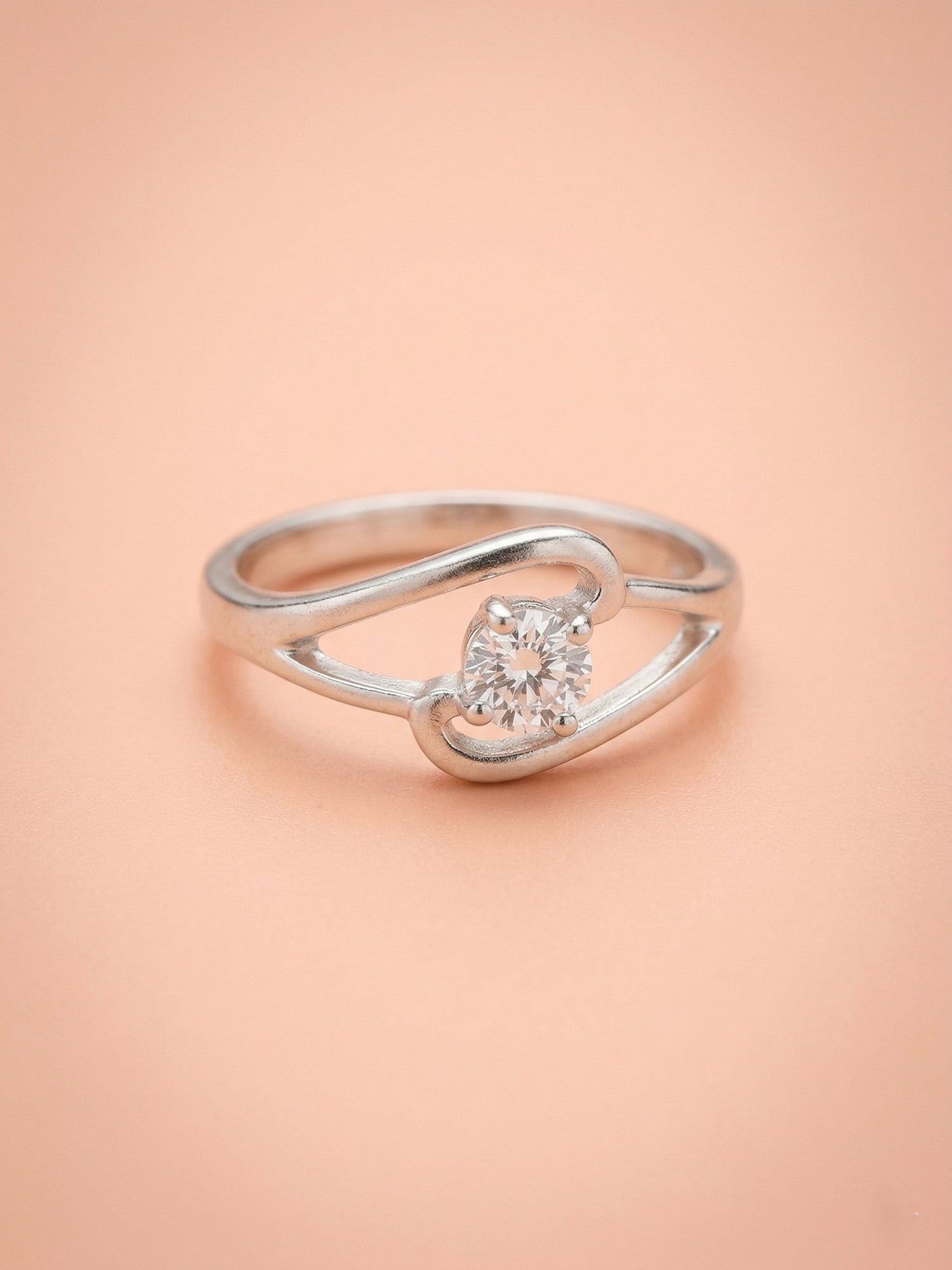 Swirl Bypass Solitaire Ring