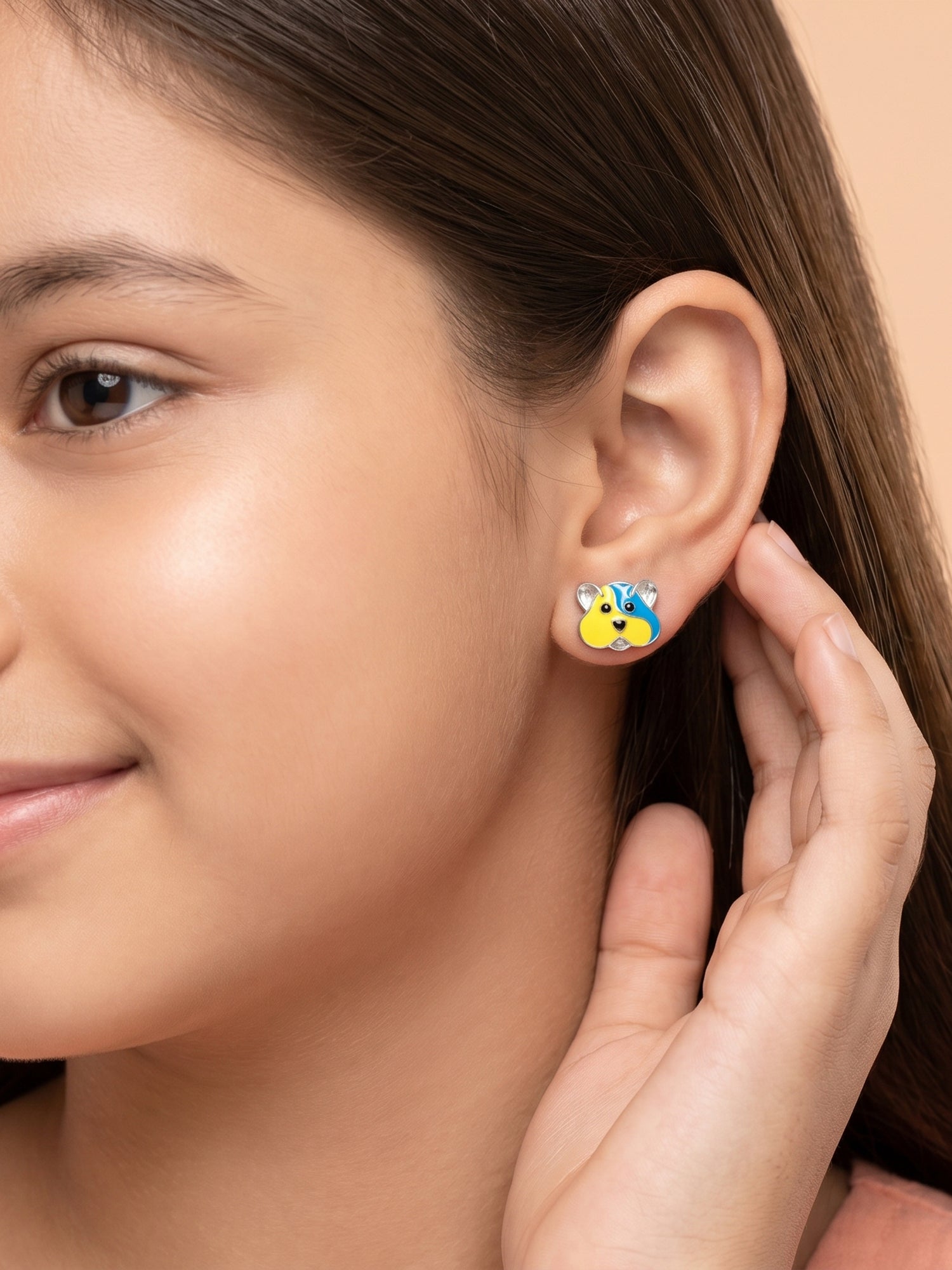 Playful Two-Tone Bear Studs