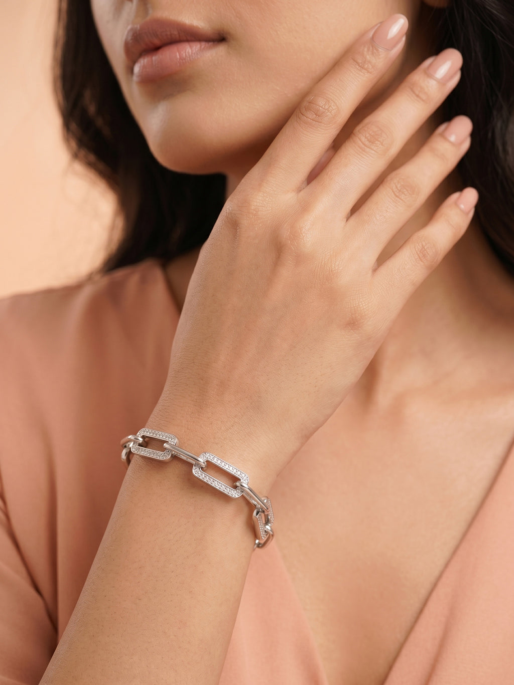 Pavé Paper Clip Chain Bracelet