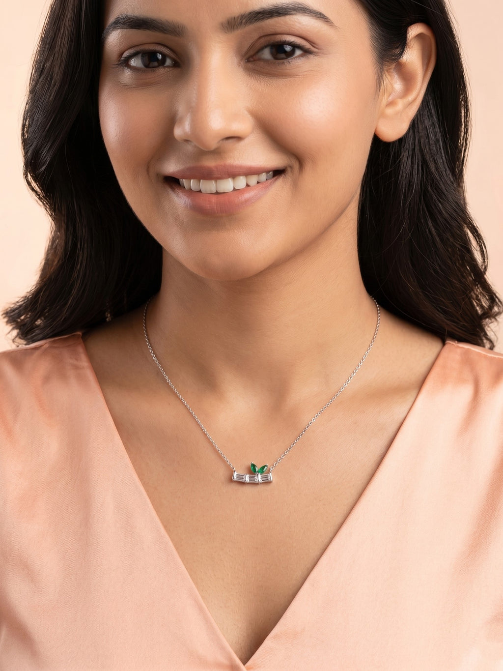 Silver Shimmering Botanical Station Necklace
