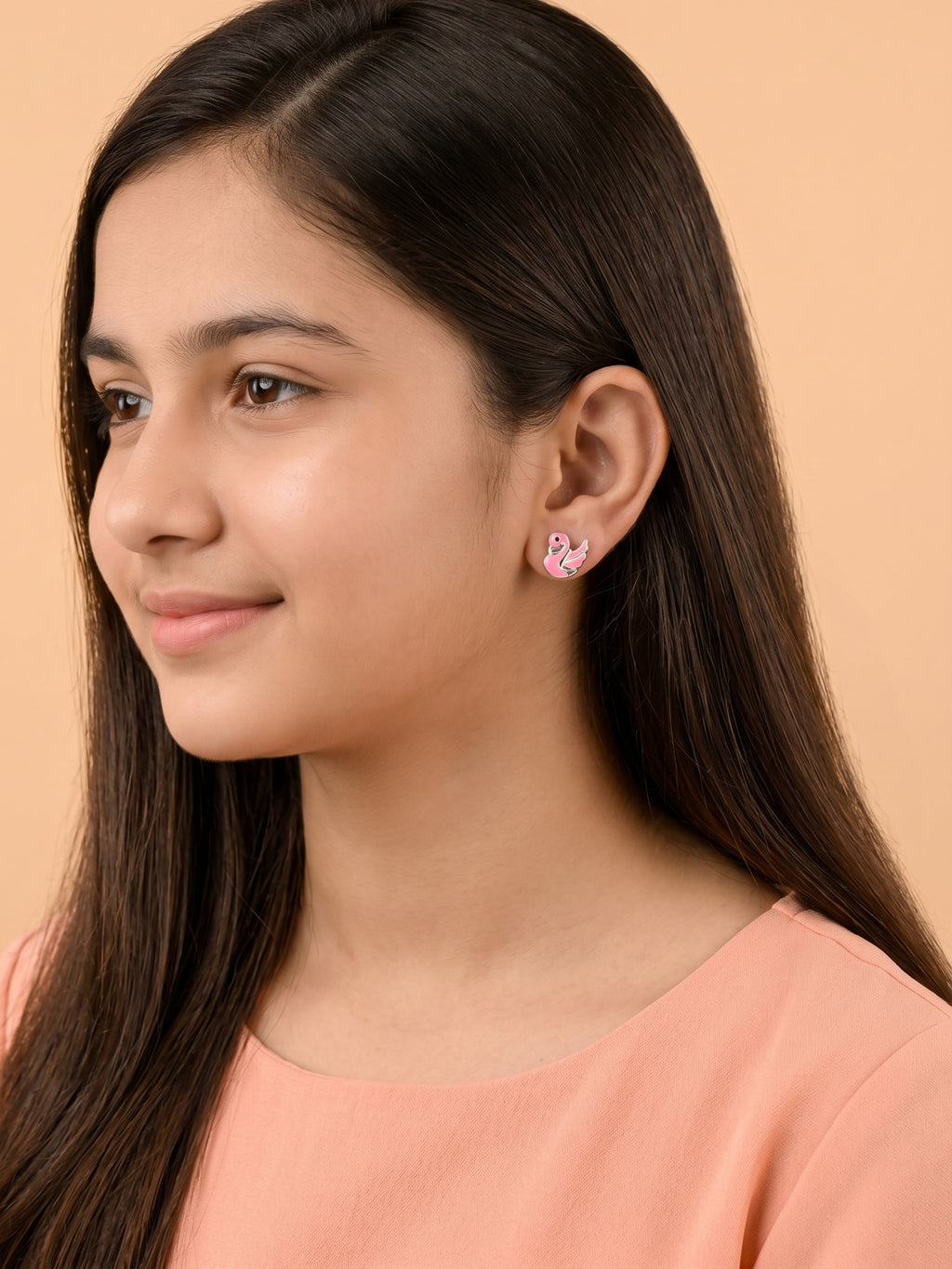 Pink Swan Studs