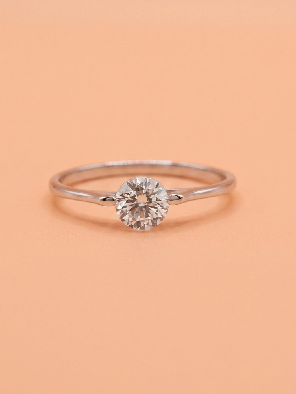 Silver Classic Minimalist Solitaire Ring