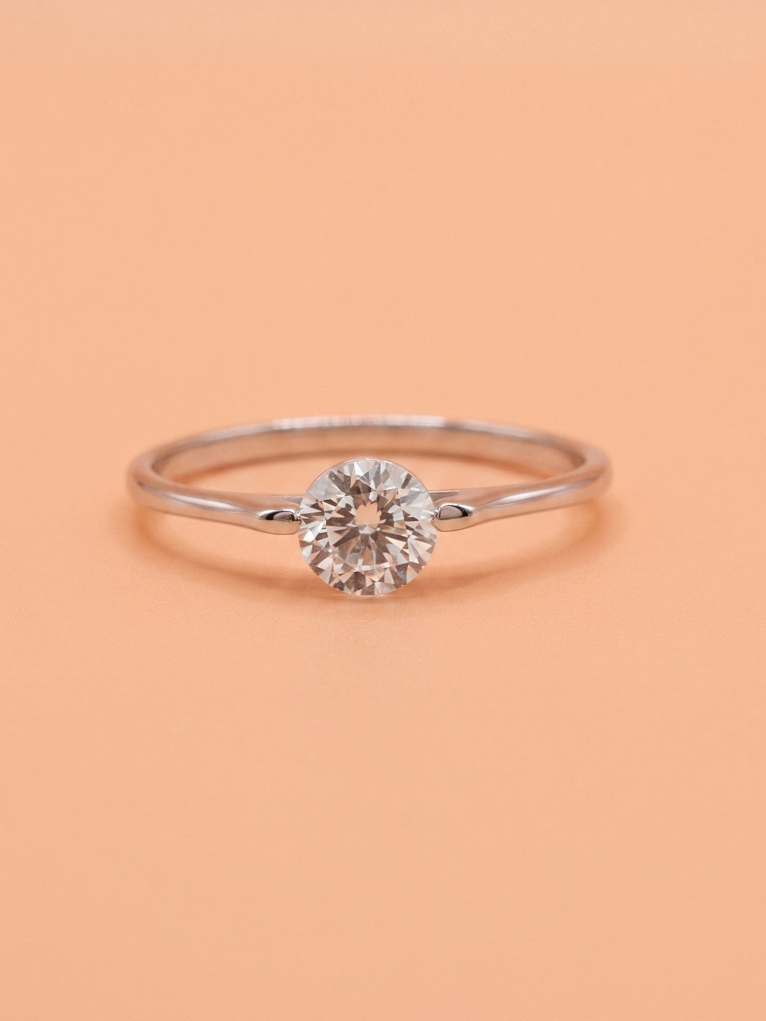Silver Classic Minimalist Solitaire Ring