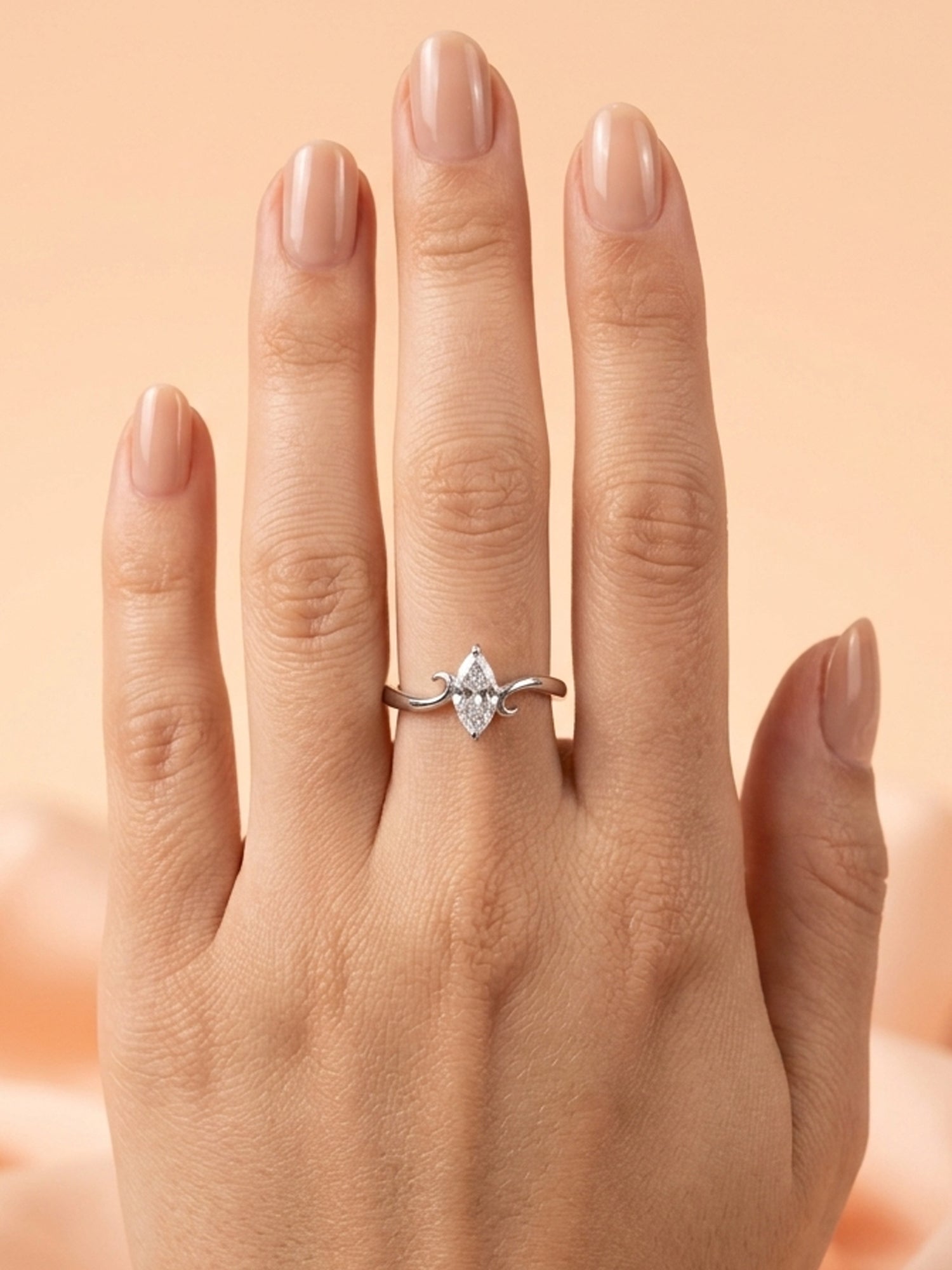 Marquise Swirl Solitaire Ring