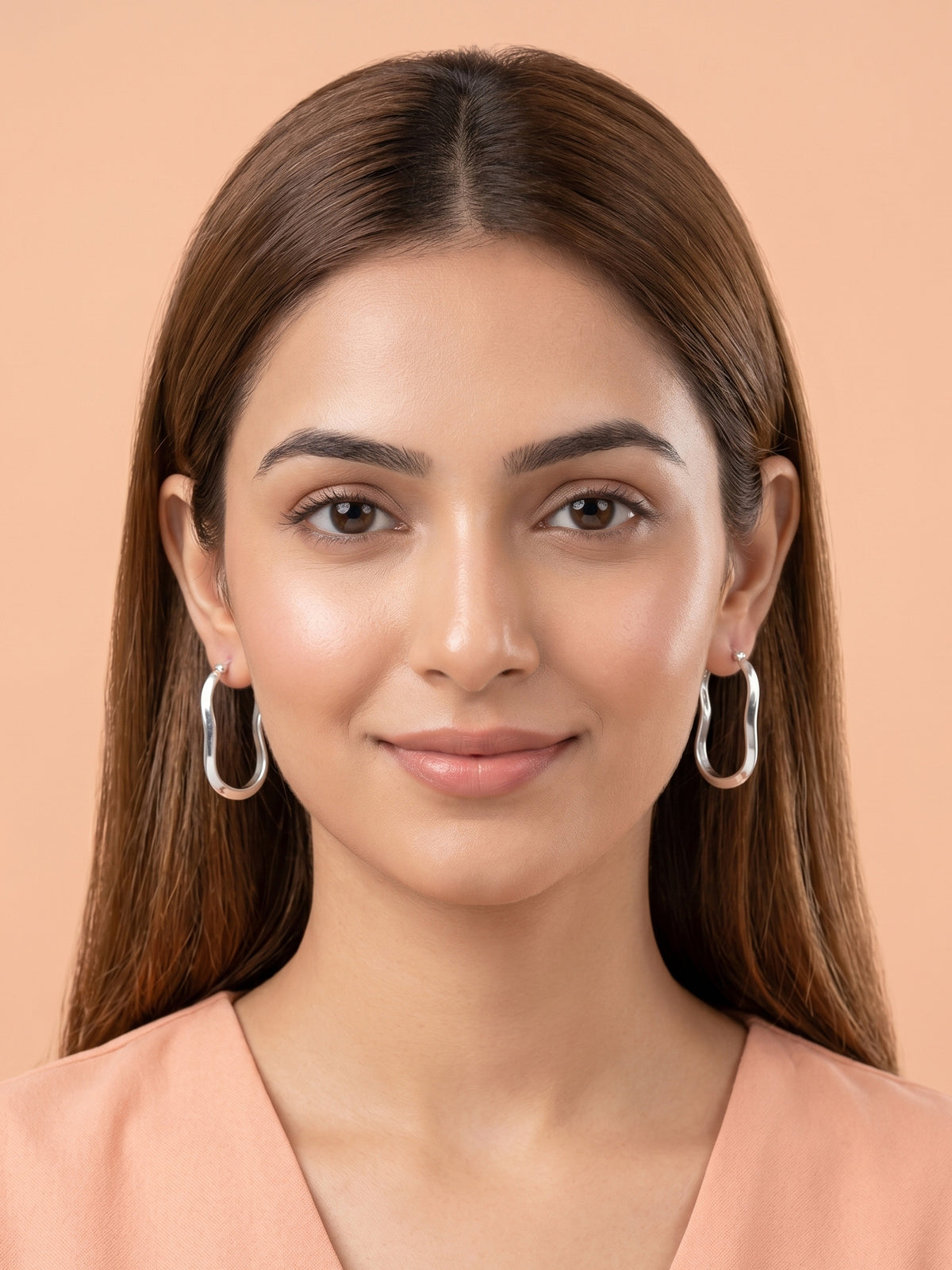Silver Undulating Hoop Earrings