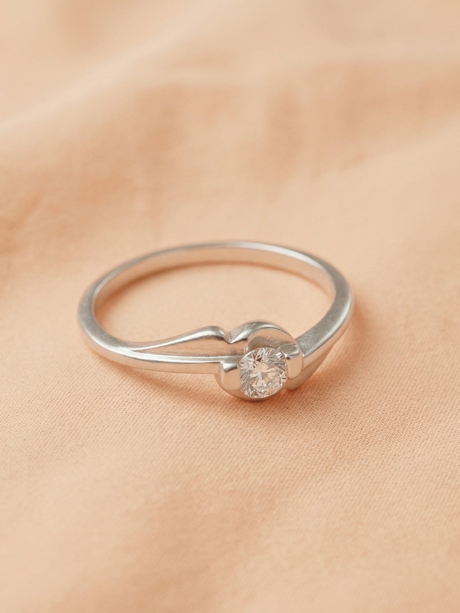 Sculptural Bypass Solitaire Ring
