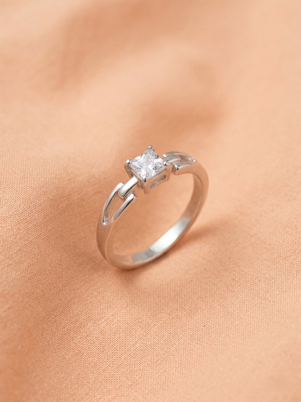 Princess-Cut Infinity Link Solitaire Ring