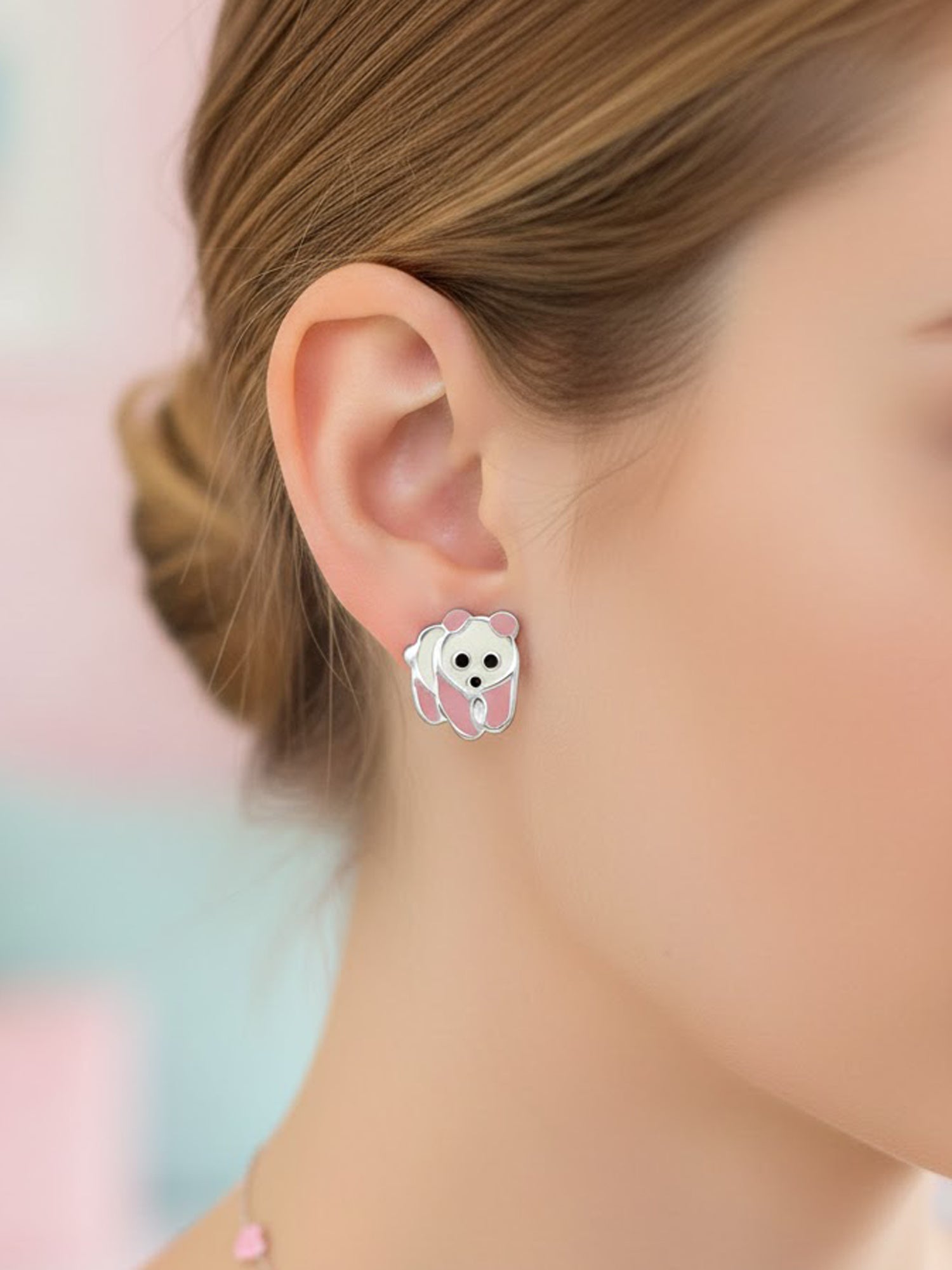 Pastel Panda Silver Studs