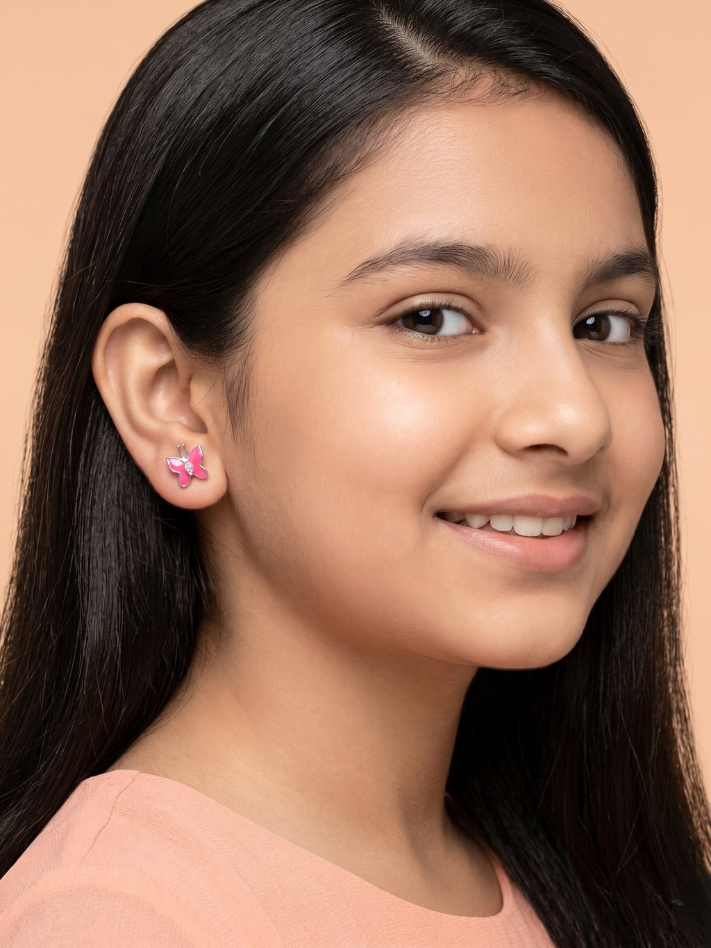 Sparkling Magenta Butterfly Studs