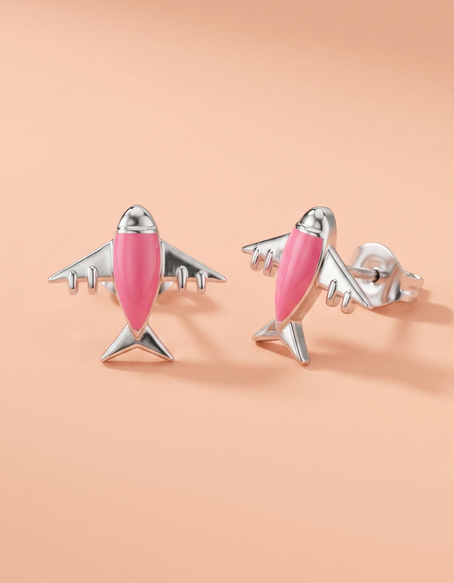 Jet-Setter Pink Plane Studs