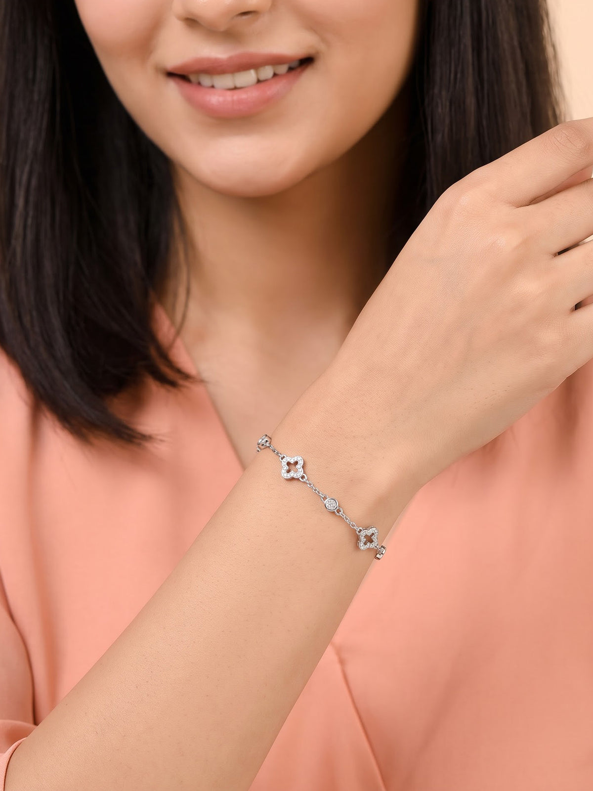 The Celestia Pavé Clover Station Bracelet