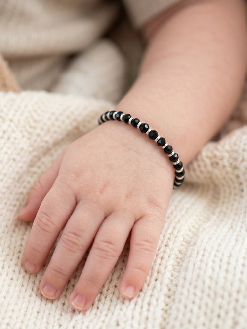 Black Crystal & Hematite Baby Bracelet Set