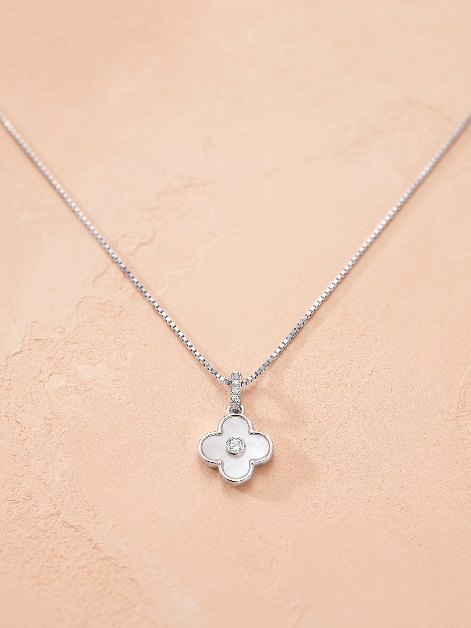 The Luminous Clover Mother-of-Pearl & Cubic Zirconia Pendant Necklace