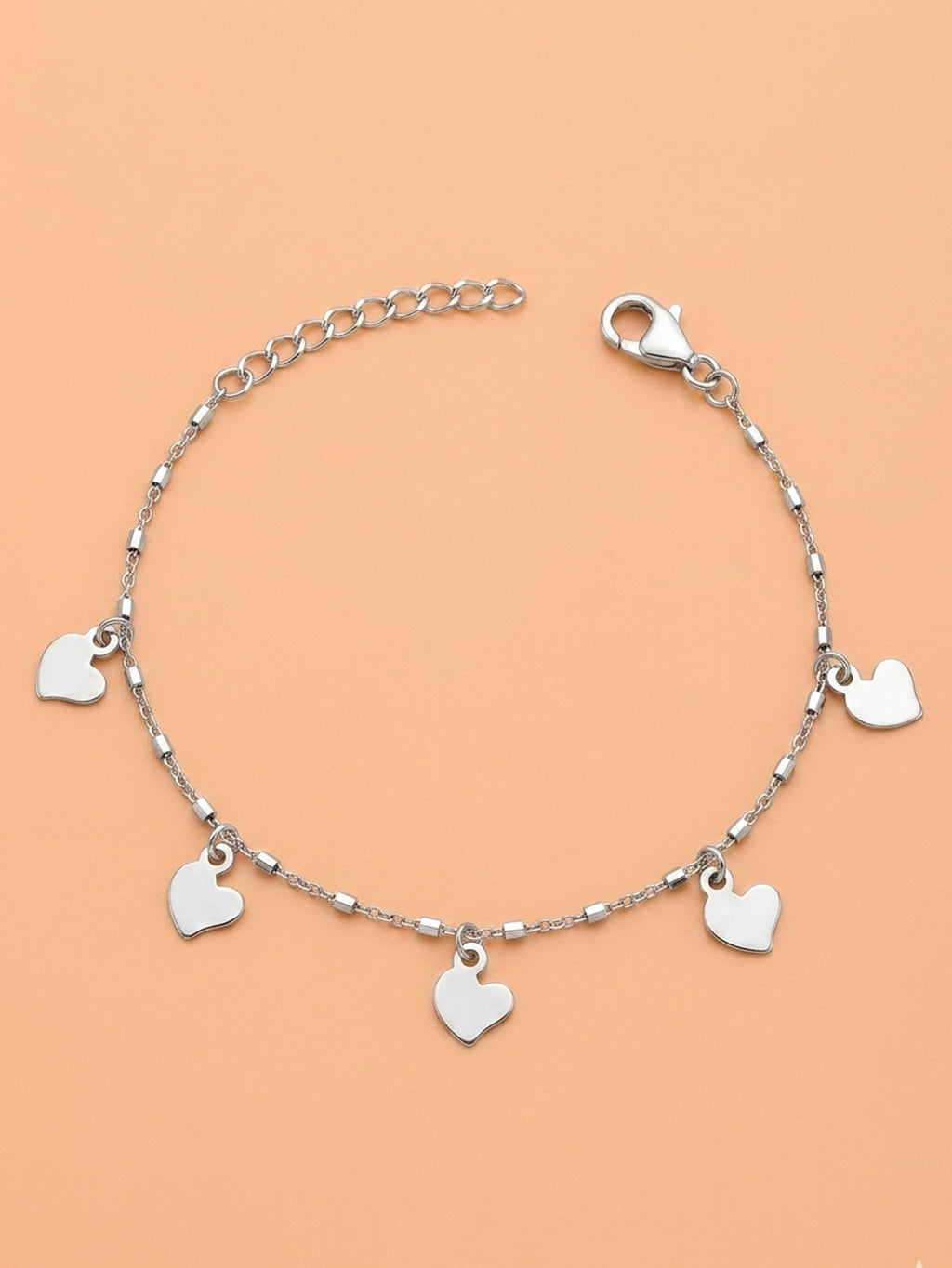 Silver Minimalist Rhythmic Heart Charm Bracelet